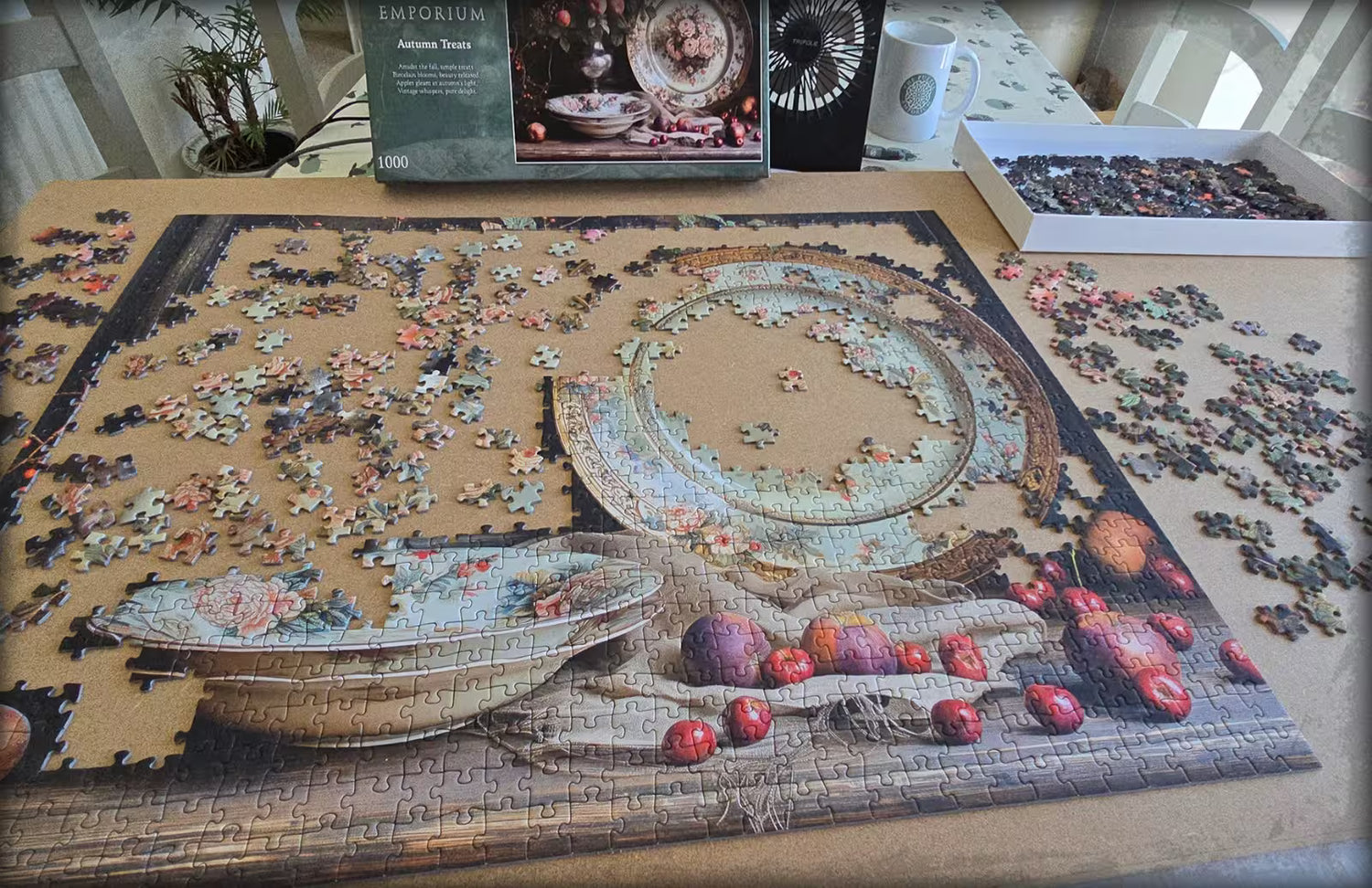 1000 piece jigsaw, half finished jigsaw puzzle