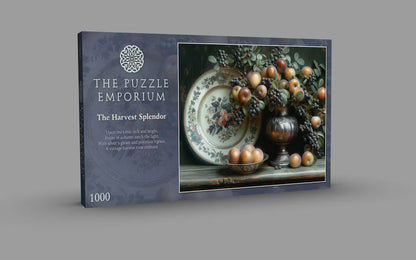 The Puzzle Emporium 'The Harvest Splendor' puzzle box on a gray background