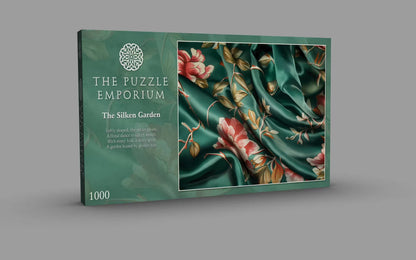 Puzzle box from The Puzzle Emporium with floral design on a gray background